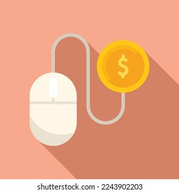 Mouse click monetize icon flat vector. Media strategy. Lead profit