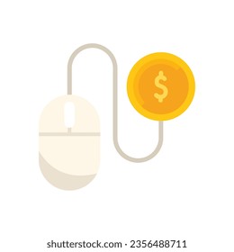 Haga clic en el ratón para monetizar el vector plano de icono. Estrategia de los medios de comunicación. Rentabilidad de plomo aislada
