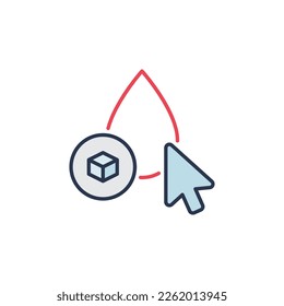 Pulso del ratón sobre la gota de sangre con el concepto de vector azucarero icono o elemento de diseño