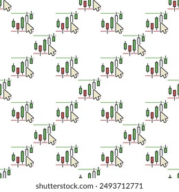Mouse Click on Candlestick Chart vector concept colored seamless pattern