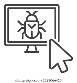 Mouse Click on Computer Virus vector concept outline icon or symbol