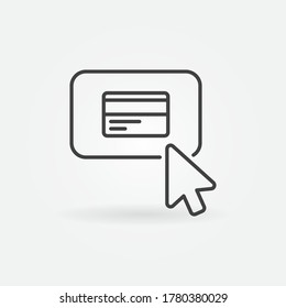 Mouse Click On Credit Card Button Outline Vector Concept Icon Or Design Element