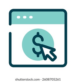 A mouse click on a dollar icon, symbolizing digital transactions