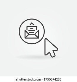 Mouse click on E-Mail button vector outline concept icon or design element