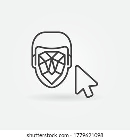 Mouse Click on Face Recognition vector concept icon or sign in outline style