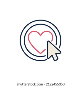 Mouse Click on Heart Button vector Like concept colored icon or design element