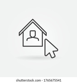 Mouse Click on House linear icon. Vector Work at Home concept symbol