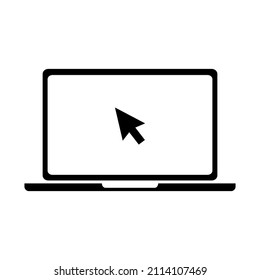 Mouse click on laptop. Click mouse pointer on monitor. Icon vector. 