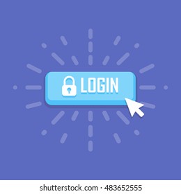 Mouse click on lo gin icon. Vector illustration.