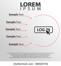 mouse click on log in icon. log in infographics template
