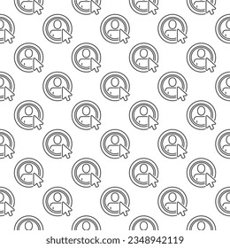Mouse Click on Man in Circle vector Cursor concept seamless pattern in outline style