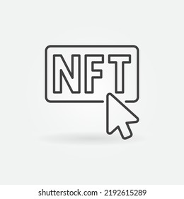 Pulse el ratón sobre el icono lineal del botón NFT. Símbolo de concepto del cursor del ratón del PC del vector