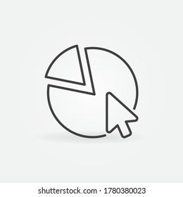 Mouse Click on Pie Chart vector thin line concept icon or design element