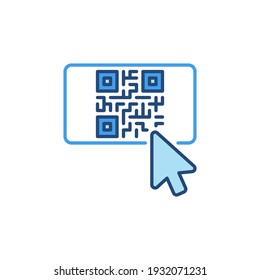 Mouse click on QR Code button vector concept colored icon or symbol