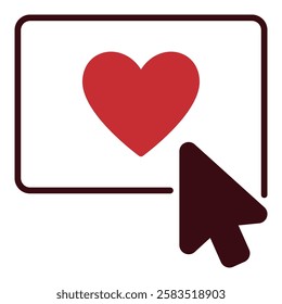 Mouse click on red Heart vector icon - Love concept design sign