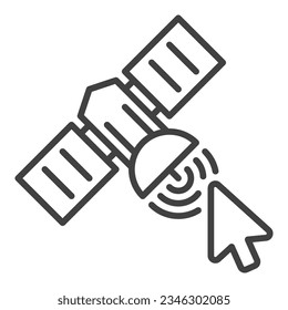 Mouse Click on Satellite vector concept thin line icon or design element