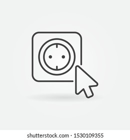 Mouse click on smart socket vector outline icon or symbol