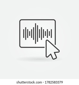 Mouse Click on Sound Wave Button vector thin line concept icon or design element
