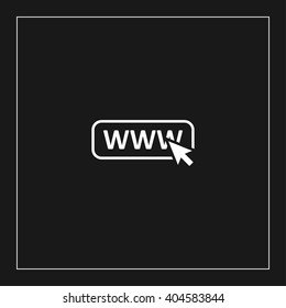 mouse click on www icon for web and mobile. flat design style
