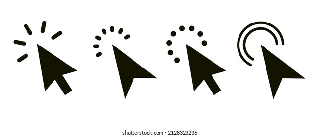 Mouse Click Pointer Icon Set and Computer Mouse Flat Design.
