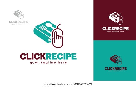 El ratón hace clic en el diseño del logotipo del libro de recetas. vector