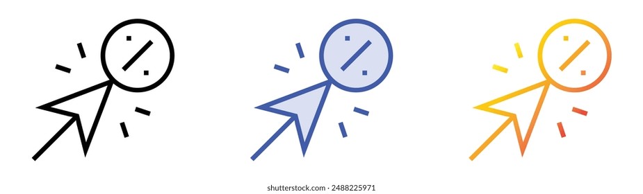 mouse clicker icon. Linear, Blue Fill and Gradient Style Design Isolated On White Background