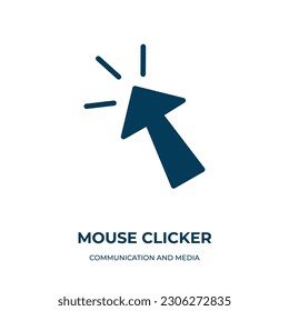 mouse clicker vector icon. mouse clicker, orientation, direction filled icons from flat communication and media concept. Isolated black glyph icon, vector illustration symbol element for web design 