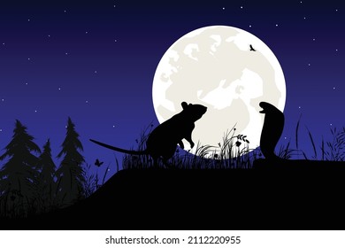 mouse and cobra snake silhouette