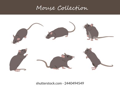 mouse collection. Vector illustration. Isolated on white background.