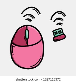 mouse color vector icon. Drawing sketch illustration hand drawn line.