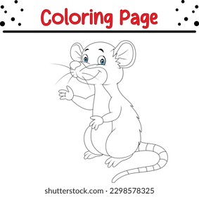 Mouse Coloring book for kids. Funny cartoon rat Digital illustration