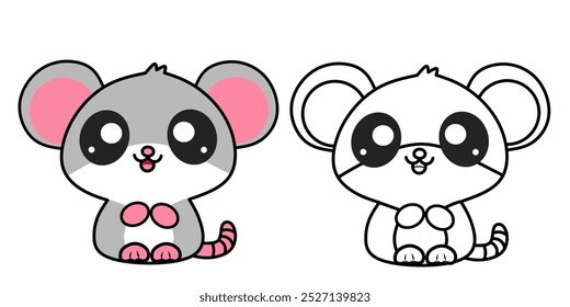 Mouse coloring pages for kids. Trace and color mouse. Animal outline illustration. Coloring page outline of cute mouse. Mouse tracing worksheet. Kindergarten and preschool activity.