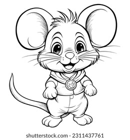 Ratón, libro de colorear para niños, ilustración vectorial