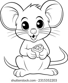 Mouse, colouring book for kids, vector illustration