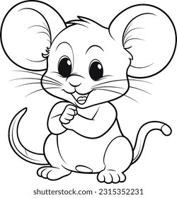 Mouse, colouring book for kids, vector illustration