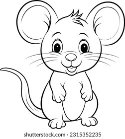 Mouse, colouring book for kids, vector illustration