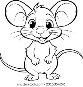 Mouse, colouring book for kids, vector illustration