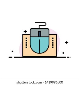 Mouse, Computer, Hardware, Education  Business Flat Line Filled Icon Vector Banner Template