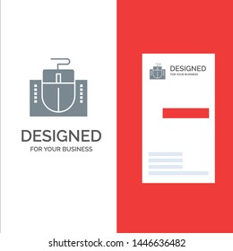 Mouse, Computer, Hardware, Education Grey Logo Design and Business Card Template