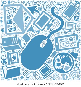 Mouse and Computer icon, office and technology concept, vector file for EPS10