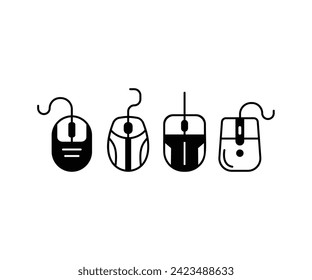 mouse computer laptop electronic technology icons vector design simple black white illustration collections template