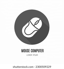 Mouse computer logo. Illustration of mouse computer in flat. Stock vector.