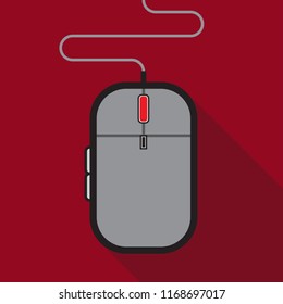 Mouse computer long shadow red background