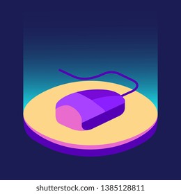 Mouse computer neon isometric blurred vector digital image illustration