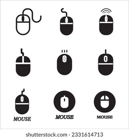 mouse computer set icon logo vector design