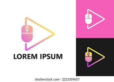 Mouse computer video editor logo template design vector