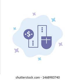 Mouse, Connect, Money, Dollar, Connection Blue Icon on Abstract Cloud Background. Vector Icon Template background