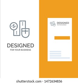 Mouse, Connect, Money, Dollar, Connection Grey Logo Design and Business Card Template