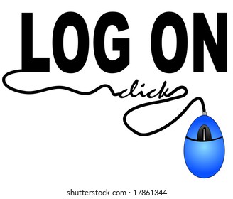 mouse connected to the word log on - computer log on