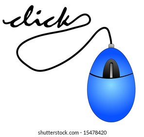 mouse with cord spelling out the word click